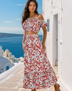 Outlet Wzorzysty komplet damski Damskie Komplety Damskie