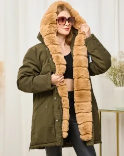 Zielona kurtka zimowa damska PLUS SIZE Plus Size|Kurtki / Marynarki / Płaszcze