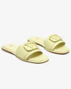 Zielone damskie klapki z eko skóry Cartec Klapki Płaskie