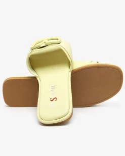 Zielone damskie klapki z eko skóry Cartec Klapki Płaskie