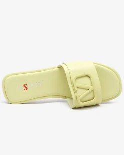 Zielone damskie klapki z eko skóry Cartec Klapki Płaskie