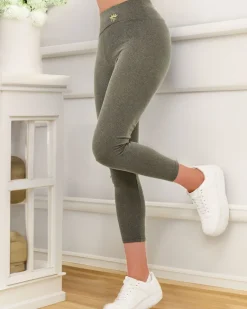 Best Zielone damskie ciepłe legginsy z haftem Legginsy / Tregginsy