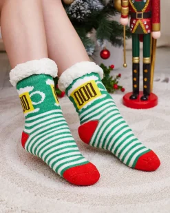 Online Zielone damskie skarpetki ze świątecznym wzorem Skarpetki
