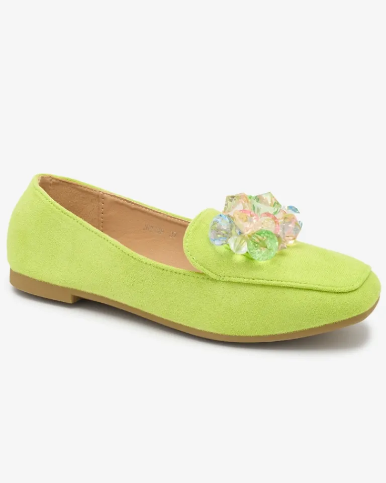 Discount Zielone eko- zamszowe mokasyny damskie Gepossa Półbuty|Espadryle Płaskie