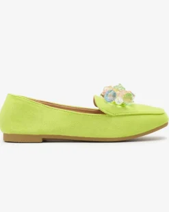 Discount Zielone eko- zamszowe mokasyny damskie Gepossa Półbuty|Espadryle Płaskie