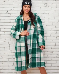 damski płaszcz w kratę Kurtki / Marynarki / Płaszcze