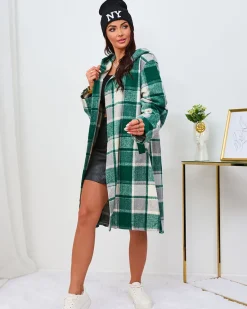damski płaszcz w kratę Kurtki / Marynarki / Płaszcze