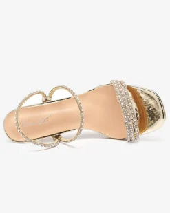 Sale Złote lakierowane klapki na niskim obcasie Lakopi Klapki Na Obcasie