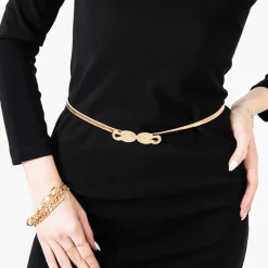 Online Złoty damski elastyczny pasek ze zdobieniem Damskie Paski