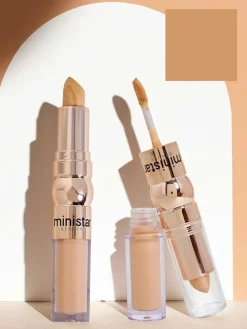 Rozświetlacz w sztyfcie i korektor w płynie do twarzy 2w1 Golden Biscut Twarz