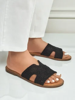 New Rpyalfashion Klapki damskie z ozdobnym paseczkiem Braida Klapki Płaskie