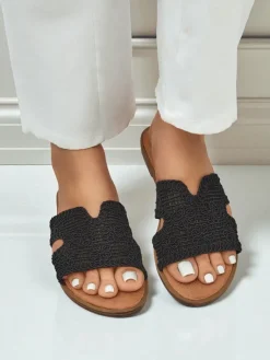 New Rpyalfashion Klapki damskie z ozdobnym paseczkiem Braida Klapki Płaskie