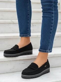 Sale Sabella Czarne Mokasyny z Ekoskóry Mokasyny Na Płaskiej Podeszwie