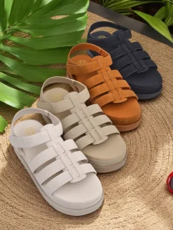 Online Sandały damskie Heraclea na platformie czarne z ekoskóry Sandały Płaskie