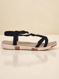 Outlet Sandały damskie Callista – czarne espadryle z cyrkoniami na lato Sandały Płaskie