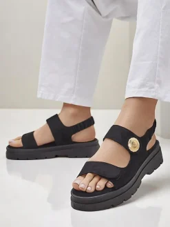 New Sandały damskie Anthea Nero – zamsz, platforma 5 cm Ugc|Sandały Płaskie