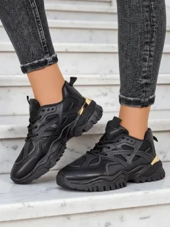 Stilosa Luma Czarne Sneakersy Damskie z Ekologicznej Skóry Damskie Sneakersy