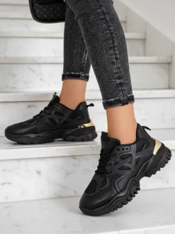 Stilosa Luma Czarne Sneakersy Damskie z Ekologicznej Skóry Damskie Sneakersy