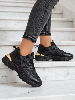 Stilosa Luma Czarne Sneakersy Damskie z Ekologicznej Skóry Damskie Sneakersy