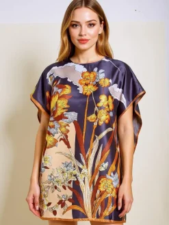 Hot Sukienka Pareo Callista Nero z kolorowym kwiatowym motywem Narzutka Plażowa|Bluzki / Koszule / Koszulki