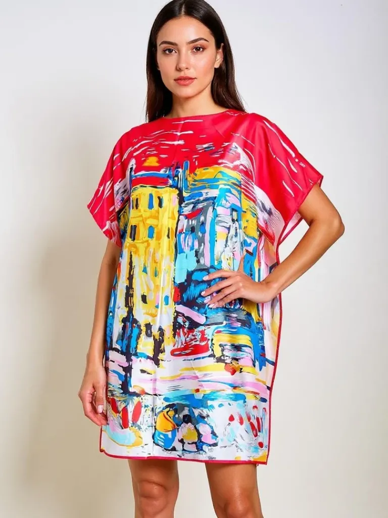 New Sukienka Pareo Callista od – kolorowa, uniwersalna, do kolan Narzutka Plażowa|Bluzki / Koszule / Koszulki