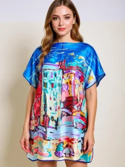 Best Sukienka pareo Demetria – wielokolorowa, uniwersalna, do kolana Narzutka Plażowa|Bluzki / Koszule / Koszulki