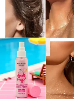 Online Summer Spray- Rozświetlacz do włosów i ciała w płynie Strawberry Twarz|Twarz