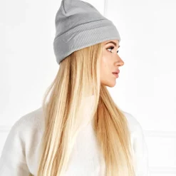 Hot Szara damska czapka dwuwarstwowa typu beanie - Akcesoria Damskie Czapki I Kapelusze