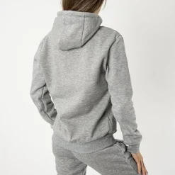 Outlet Szara damska ocieplana bluza z kapturem - Odzież Bluzy