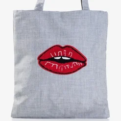 Online Szara damska torba z ozdobną naszywką - Torebki Damskie Materiałowe