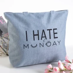 Szara torebka na ramię z nadrukiem - Akcesoria Damskie Materiałowe