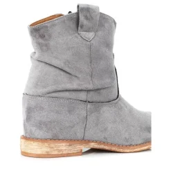 New Szare kowbojki na koturnie Bertold - Obuwie Botki Z Delikatnym Ociepleniem|Kowbojki