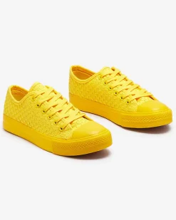 Outlet Żółte damskie trampki Aklina - Obuwie Damskie Trampki|Ocieplane