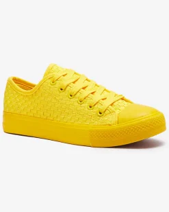 Outlet Żółte damskie trampki Aklina - Obuwie Damskie Trampki|Ocieplane