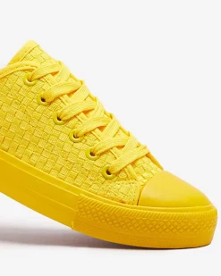 Outlet Żółte damskie trampki Aklina - Obuwie Damskie Trampki|Ocieplane