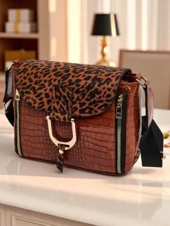 Best Torebka Ariadne Croco z Panterkową Klapką – Stylowa Listonoszka Damskie Małe Torebki