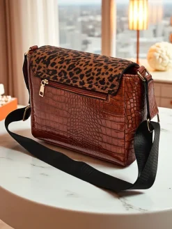 Best Torebka Ariadne Croco z Panterkową Klapką – Stylowa Listonoszka Damskie Małe Torebki