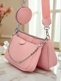 Best Torebka damska Amara Rosa – różowa listonoszka z ekoskóry z łańcuszkiem Damskie Małe Torebki