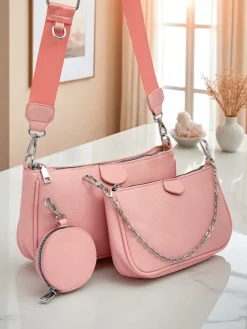 Best Torebka damska Amara Rosa – różowa listonoszka z ekoskóry z łańcuszkiem Damskie Małe Torebki