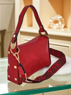 Sale Torebka damska Ariadna Rosso z ekoskóry z ozdobną pszczółką czerwona Damskie Małe Torebki