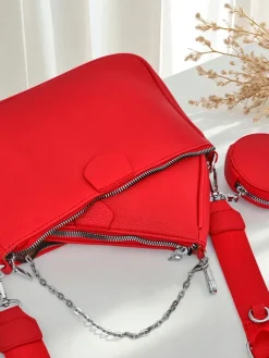 Sale Torebka damska Arista Rosso z ekoskóry, łańcuszek, mini zestaw Damskie Małe Torebki