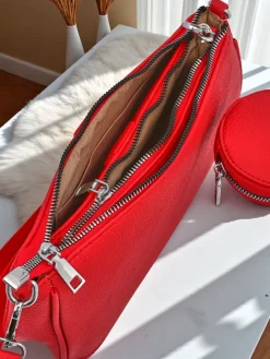 Sale Torebka damska Arista Rosso z ekoskóry, łańcuszek, mini zestaw Damskie Małe Torebki