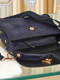 Best Torebka Damska Melia Cielo – Granatowa Skóra Ekologiczna z Motywem Pszczoły Damskie Małe Torebki