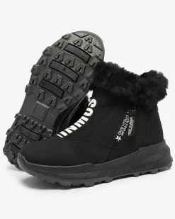 Outlet Valentina Czarne Botki Z Futerkiem Botki Z Delikatnym Ociepleniem|Botki Na Płaskim Obcasie