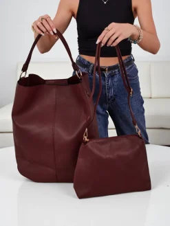 Sale Wysoka torebka damska shopper 2 częściowa eko skórzana Hollow Grace Damskie Torebki Shoppers