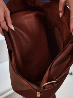 Sale Wysoka torebka damska shopper 2 częściowa eko skórzana Hollow Grace Damskie Torebki Shoppers