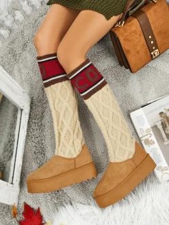 Best Wysokie buty a'la śniegowce damskie z cholewką Anane Śniegowce|Botki Na Platformie