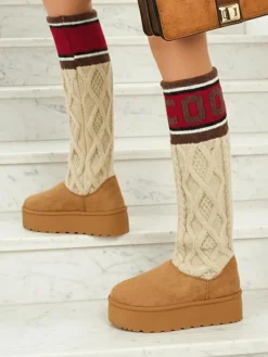 Best Wysokie buty a'la śniegowce damskie z cholewką Anane Śniegowce|Botki Na Platformie