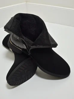 Outlet Wyższe botki damskie eko skórzane Arasse Botki Z Delikatnym Ociepleniem|Botki Na Płaskim Obcasie