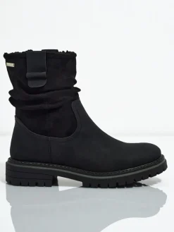 Sale Wyższe botki damskie eko zamszowe Liora Botki Z Delikatnym Ociepleniem|Botki Na Płaskim Obcasie